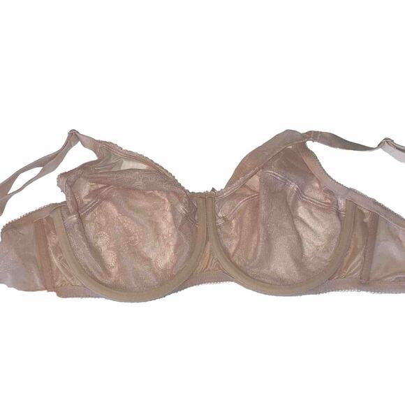 Wacoal | Retro Chic Full-Figure Underwire Bra Sz 38DD Beige/Nude Sheer - Picture 6 of 9